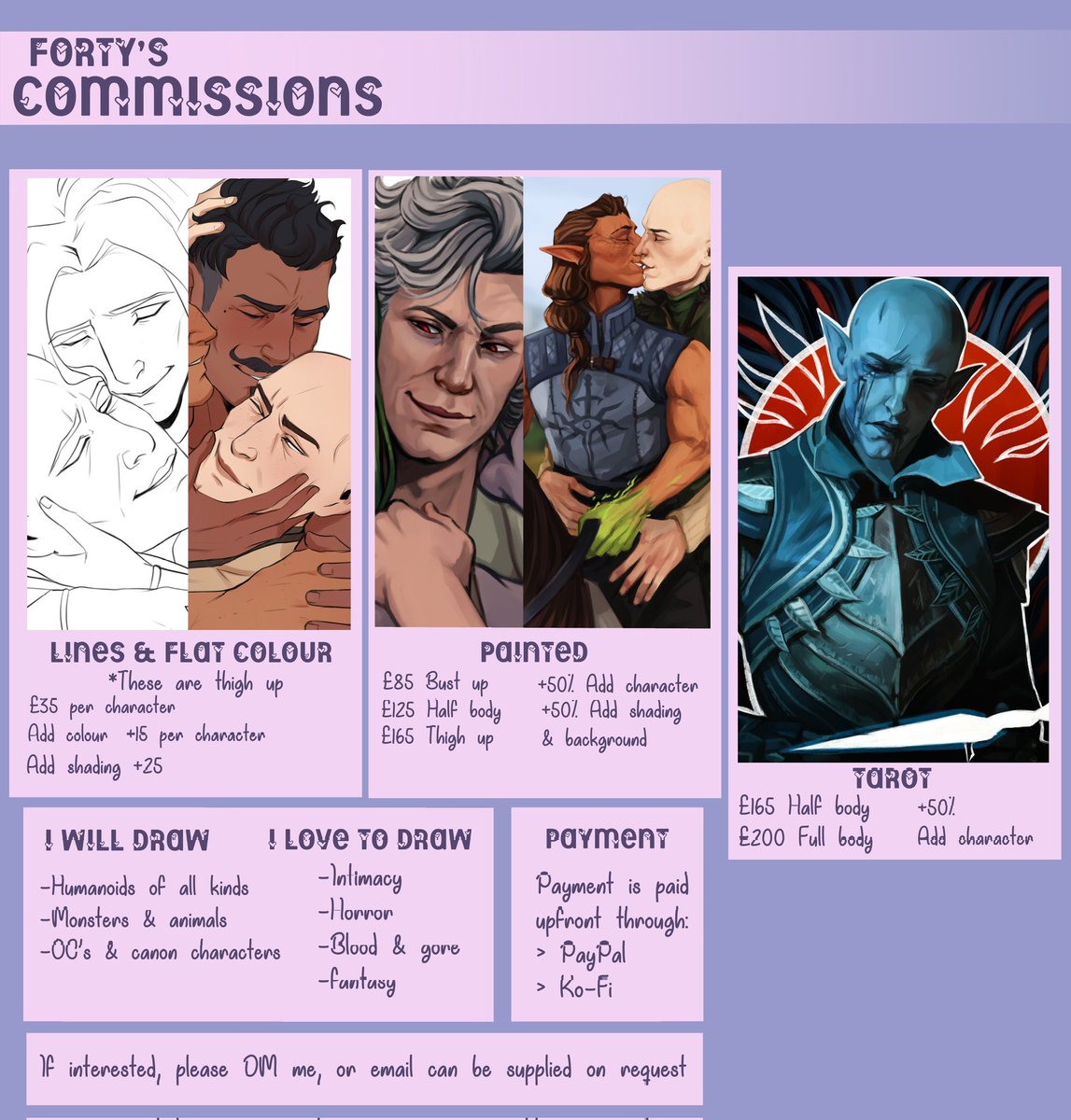 COMFORTYART's tweet photo. 📌 

Andaran atish’an!

I'm Forty! A trans, Métis, full time freelance illustrator based in England 💖🏳️‍⚧️ I love drawing fantasy, intimacy &amp; dark themes.

I'm a little obsessed with my oc, Fen, and his boyfriends 🐺🐍💖

🐺Com status in bio ✨
🐺Carrd: https://t.co/mmdkUs2cFU https://t.co/ZDOGWc2Zla
