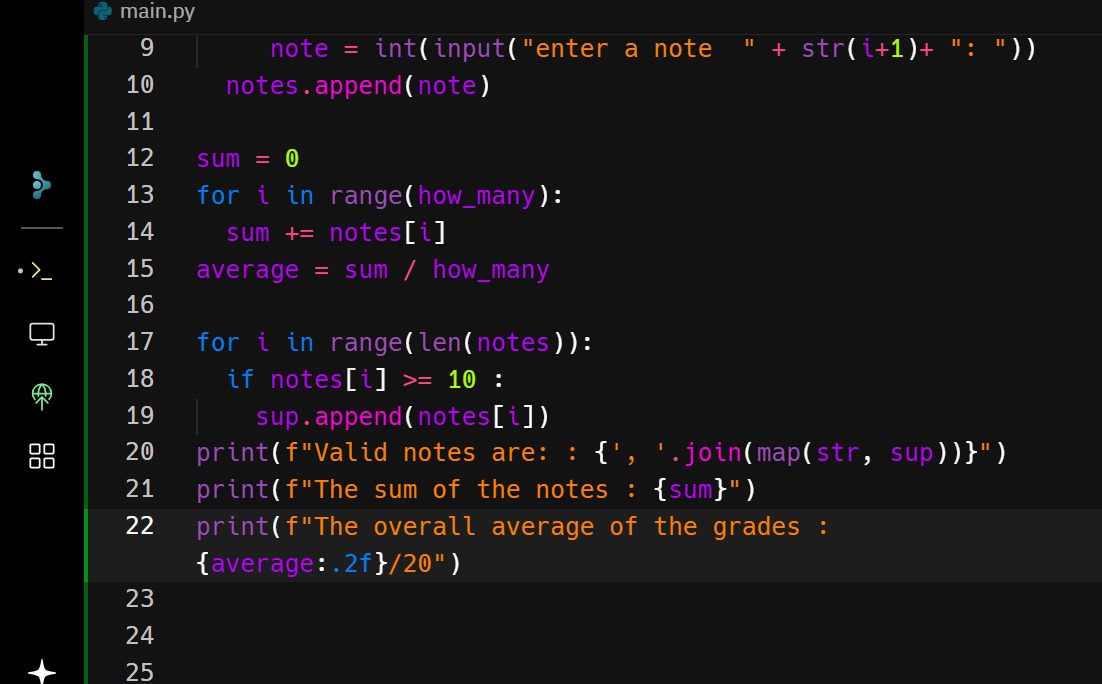 simple programme that calculate how many notes you want and shows the sum , average ../20