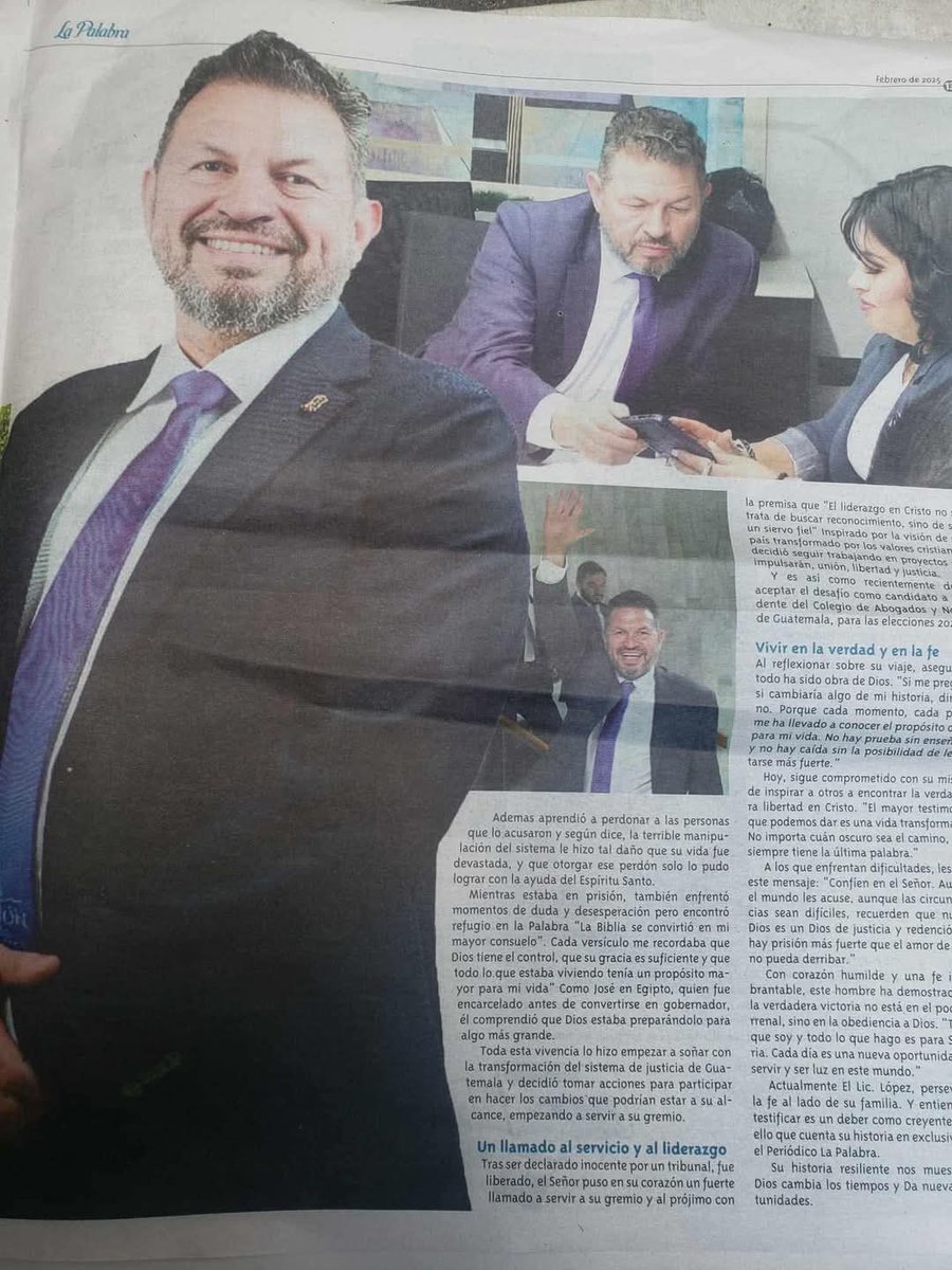 LarRRytO's tweet photo. El periódico religioso “La Palabra” que se distribuye en las iglesias evangélicas del país, hoy promociona a Roberto López Villatoro alias “Rey del tenis” como un hijo de Dios.

Esto se da en medio de la elección de la presidencia del Colegio de Abogados y Notarios de Guatemala https://t.co/3FaamZ4HBD