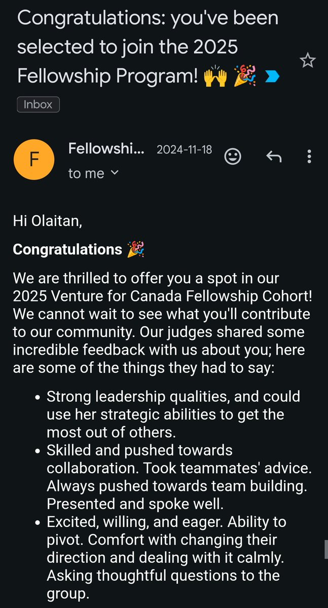theonlyolaitan's tweet image. The journey towards the #TENCAFE project has been an intentional one since 2022 .... In a few months, I will be joining some fantastic cohort members at the @Venture4Canada 2025 VFC Fellowship to deepen my knowledge
#ImpactforGood #entrepreneurshipstrategy