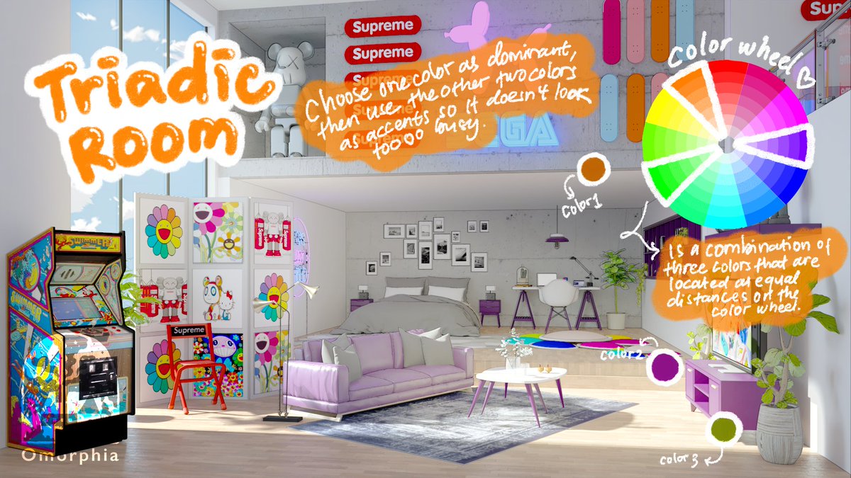 Omorphia1's tweet image. Use of color theory in interior ✨