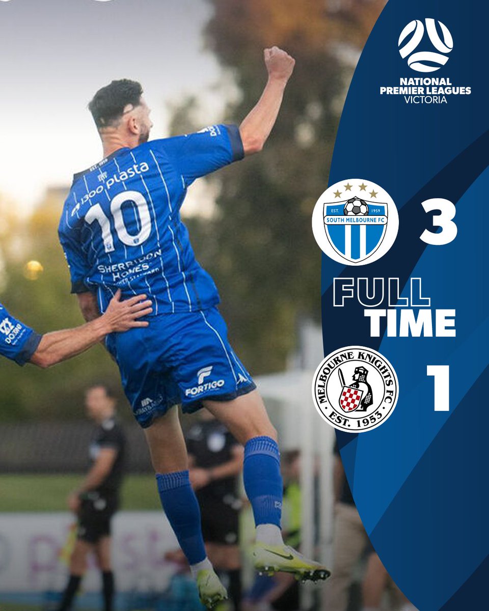 FT: <a href="/smfc/">South Melbourne FC</a> defeat <a href="/melbknights/">Melbourne Knights FC</a> in the Original Melbourne Derby! 🔵⚪️

The <a href="/AusChampionship/">Australian Championship</a> Foundation Club start the <a href="/NPLVictoria/">Senol NPL Victoria</a> season with two wins from two games! 💪

📸: Luke Radziminski / SMFC

#NPL #NPLVIC #NPLMVIC #SMFC