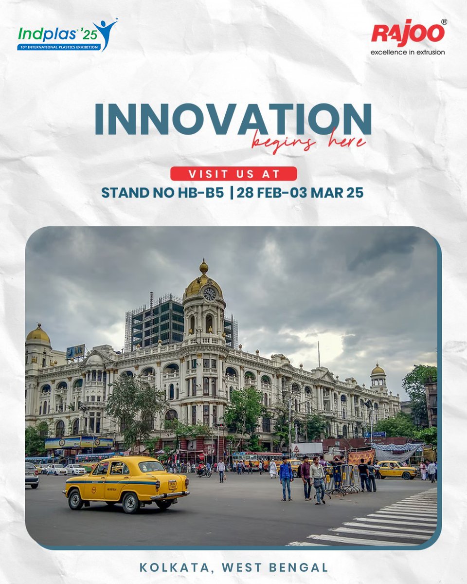 Rajoo_Engineers's tweet photo. Exciting things await at Stand HB-B5! Visit us at the Kolkata Expo from 28th Feb to 03rd Mar and discover groundbreaking solutions that redefine packaging.
See you there!
#Indplas #Kolkata #excellenceinextrusion #RajooEngineers #Rajkot https://t.co/kPEYRn9KUc