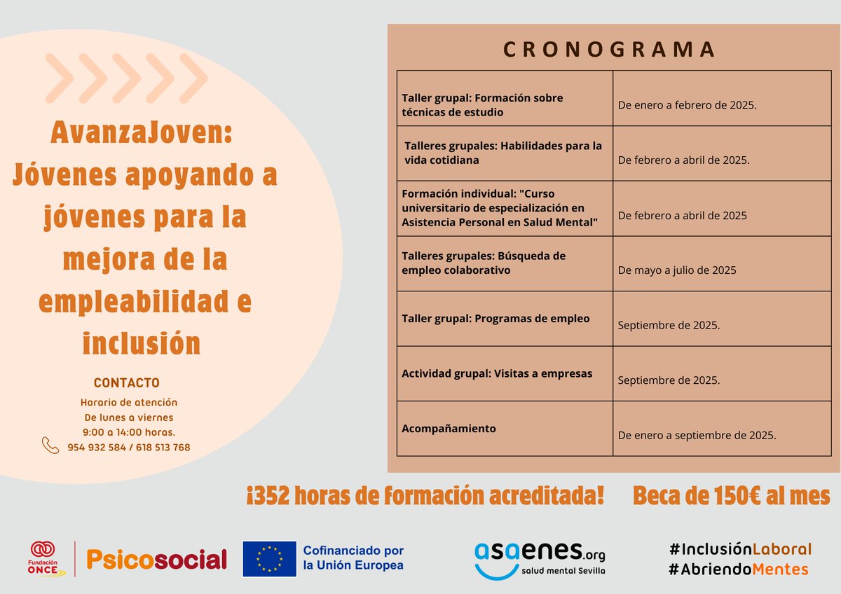 🟠#Asaenes comenzó la pasada semana con los talleres del proyecto "AvanzaJoven: Jóvenes apoyando a jóvenes para la mejora de la empleabilidad e inclusión".

👥Gracias a estas acciones, y dentro del compromiso de Asaenes por la inclusión laboral de personas con Problemas de