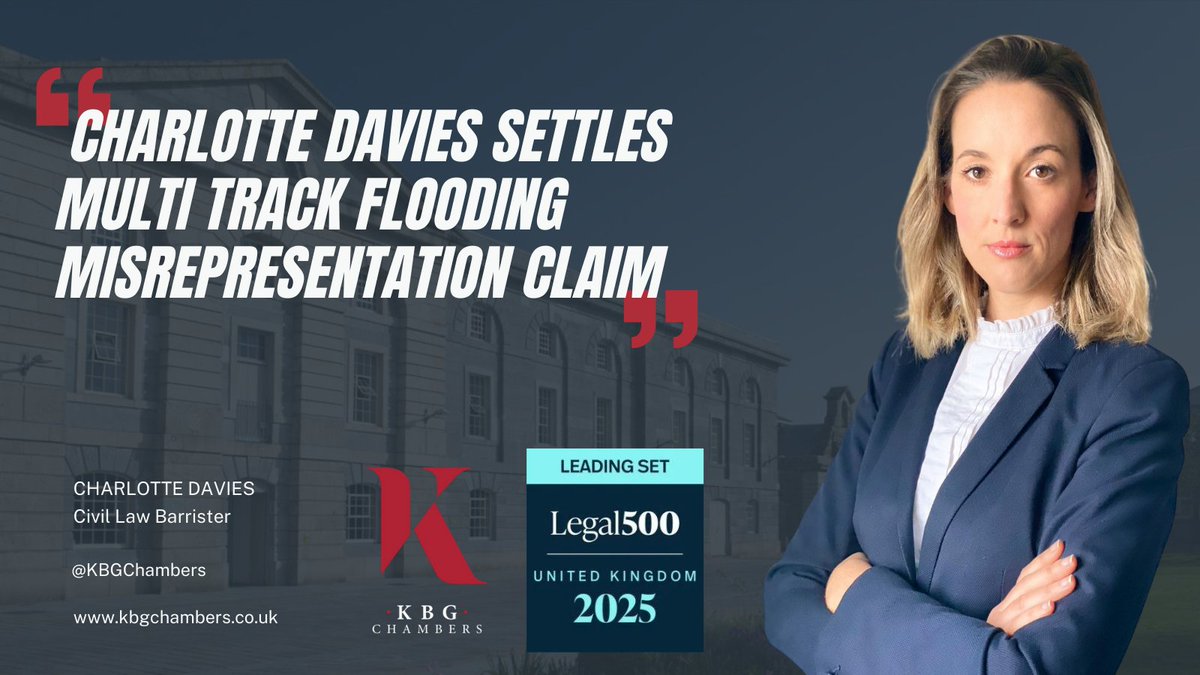 KBGChambers's tweet image. Charlotte Davies settles Multi Track flooding misrepresentation claim  Charlotte Davies has settled a property misrepresentation claim pleaded at over £200,000.00, within days of trial, after a protracted dispute lasting four years.  kbgchambers.co.uk/news/charlotte…