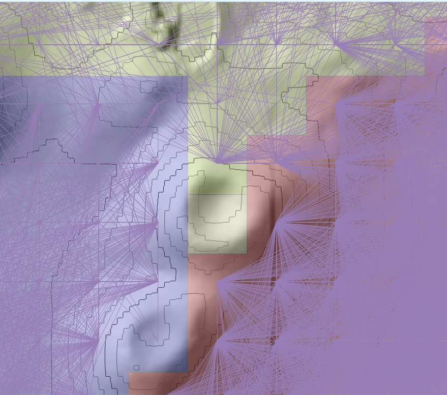 ZCuckovic's tweet photo. The method relies on intervisibility network segmentation, where landscape chambers are separated by breaks in chains of visual connections. 
Published recently : https://t.co/S1jzY2uRNn 
 ... with a hands on tutorial : https://t.co/vNiWT66jIz
#QGIS #Archaeology https://t.co/gLtuT2Mn19