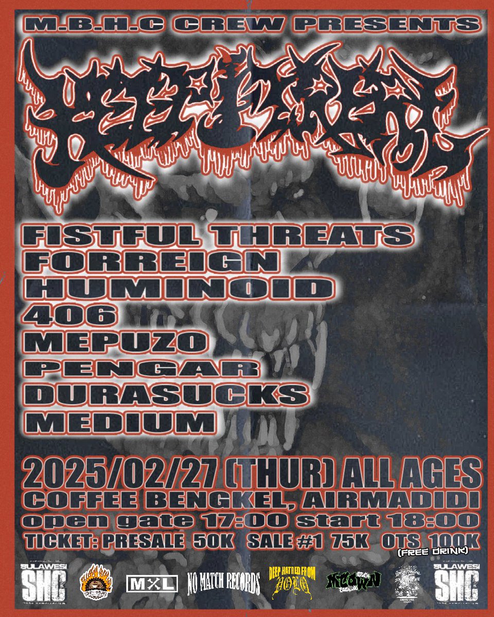 M.B.H.C Crew presents… KEEP IT REAL main di Manado untuk pertama kalinya. Lineup lokal juga berbahaya banger after banger. Flyer acara tribute ke Hardcore Pride 3 if you know you know. <a href="/KIRNOT4THEWEAK/">KIR1X513</a> 

Jangan lupa amankan tiketmu disini
forms.gle/xn35bW5bbRGBqg…