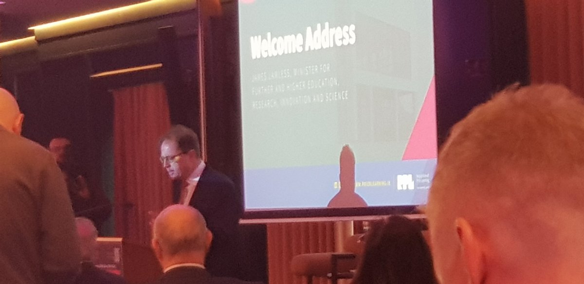 Mr James Lawless TD, Minister DFHERIS giving Welcome Address at RPL in 2025, The Alex, February 17.