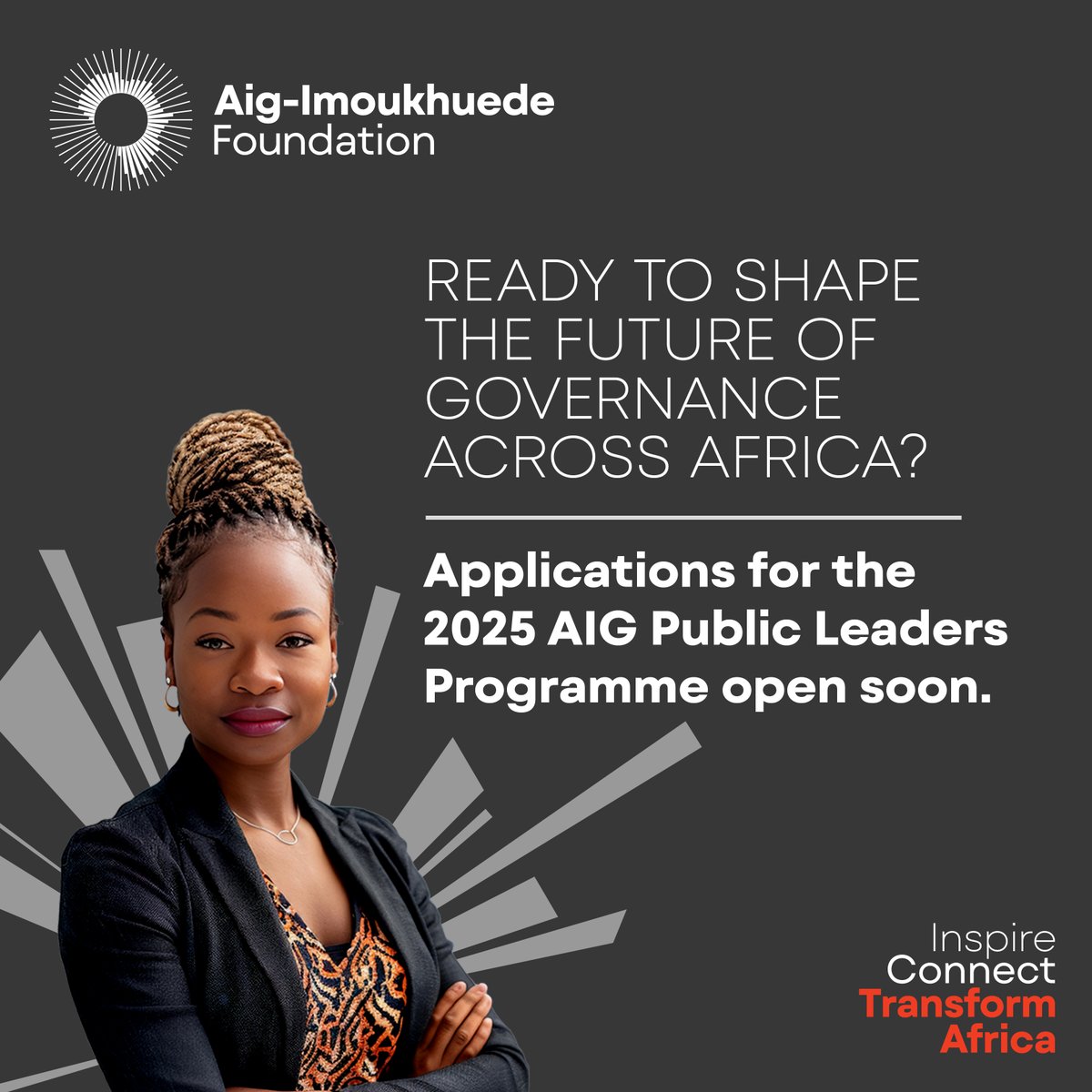 AigFoundation's tweet image. An opportunity to get equipped with skills to drive change in Africa’s public service is coming soon.​

#AIGPublicLeadersProgramme​
#Cohort5​
#AigImoukhuedeFoundation #ClosingTheGapBetweenAfricaAndTheWorld