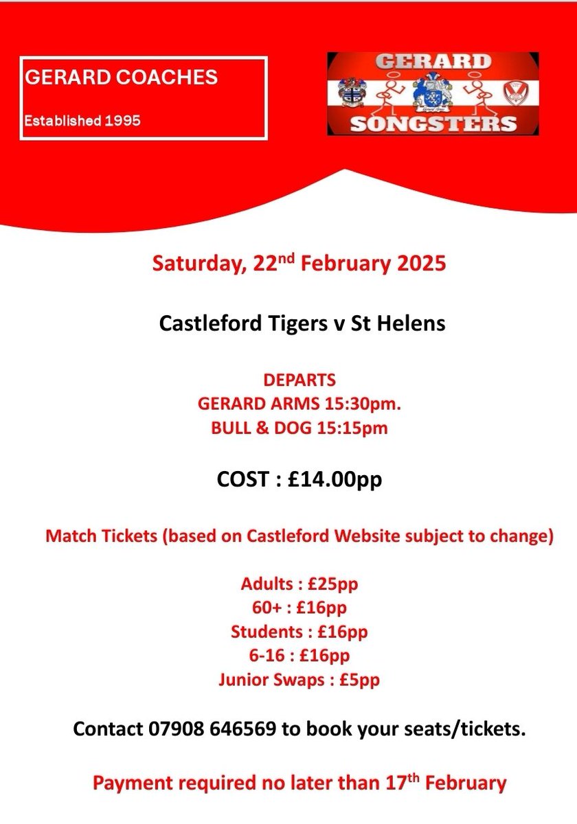 @GerardCoaches (@gerardcoaches) on Twitter photo Last 5 seats to fill for our opening away day. Over 300 travelling which is a fantastic turn out. Thanks again to <a href="/OCoaches/">Orion Coaches</a> for being our travel partner in 2025 Last 5 seats to fill for our opening away day. Over 300 travelling which is a fantastic turn out. Thanks again to <a href="/OCoaches/">Orion Coaches</a> for being our travel partner in 2025