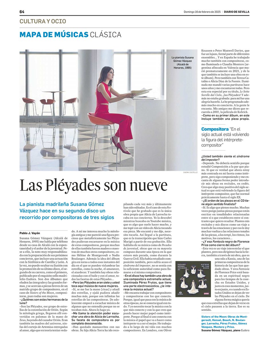 Da Capo al Fine (@capofine) on Twitter photo Entrevista con <a href="/susanagvmusic/">Susana Gomez Vazquez</a> por <a href="/pablojvayon/">Pablo J. Vayón</a>, en <a href="/diariosevilla/">Diario de Sevilla</a> y otros 8 periódicos andaluces, con motivo de la publicación de su álbum "Sisters of the moon" de <a href="/eudorarecords/">Eudora Records</a>
<a href="/malagahoy_es/">Málaga Hoy</a> <a href="/granadahoy/">Granada Hoy</a> <a href="/diariocadiz/">Diario de Cádiz</a> <a href="/eldiacordoba/">El Día de Córdoba</a> <a href="/europa_sur/">Europa Sur</a> <a href="/DiarioDAlmeria/">Diario de Almería</a> <a href="/diariodejerez/">Diario de Jerez</a> Entrevista con <a href="/susanagvmusic/">Susana Gomez Vazquez</a> por <a href="/pablojvayon/">Pablo J. Vayón</a>, en <a href="/diariosevilla/">Diario de Sevilla</a> y otros 8 periódicos andaluces, con motivo de la publicación de su álbum "Sisters of the moon" de <a href="/eudorarecords/">Eudora Records</a>
<a href="/malagahoy_es/">Málaga Hoy</a> <a href="/granadahoy/">Granada Hoy</a> <a href="/diariocadiz/">Diario de Cádiz</a> <a href="/eldiacordoba/">El Día de Córdoba</a> <a href="/europa_sur/">Europa Sur</a> <a href="/DiarioDAlmeria/">Diario de Almería</a> <a href="/diariodejerez/">Diario de Jerez</a>