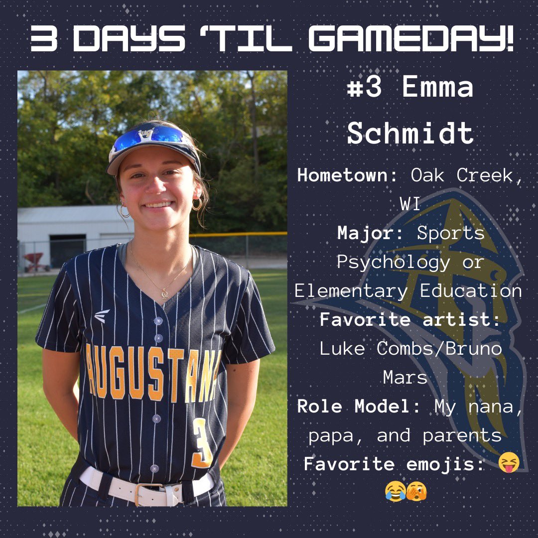 3 more days until it’s go time! Meet #3, Freshman OF from Oak Creek, WI, <a href="/schmidtemma01/">Emma Schmidt</a> - #VikesOnSpikes <a href="/augieathletics/">Augustana Vikings</a>