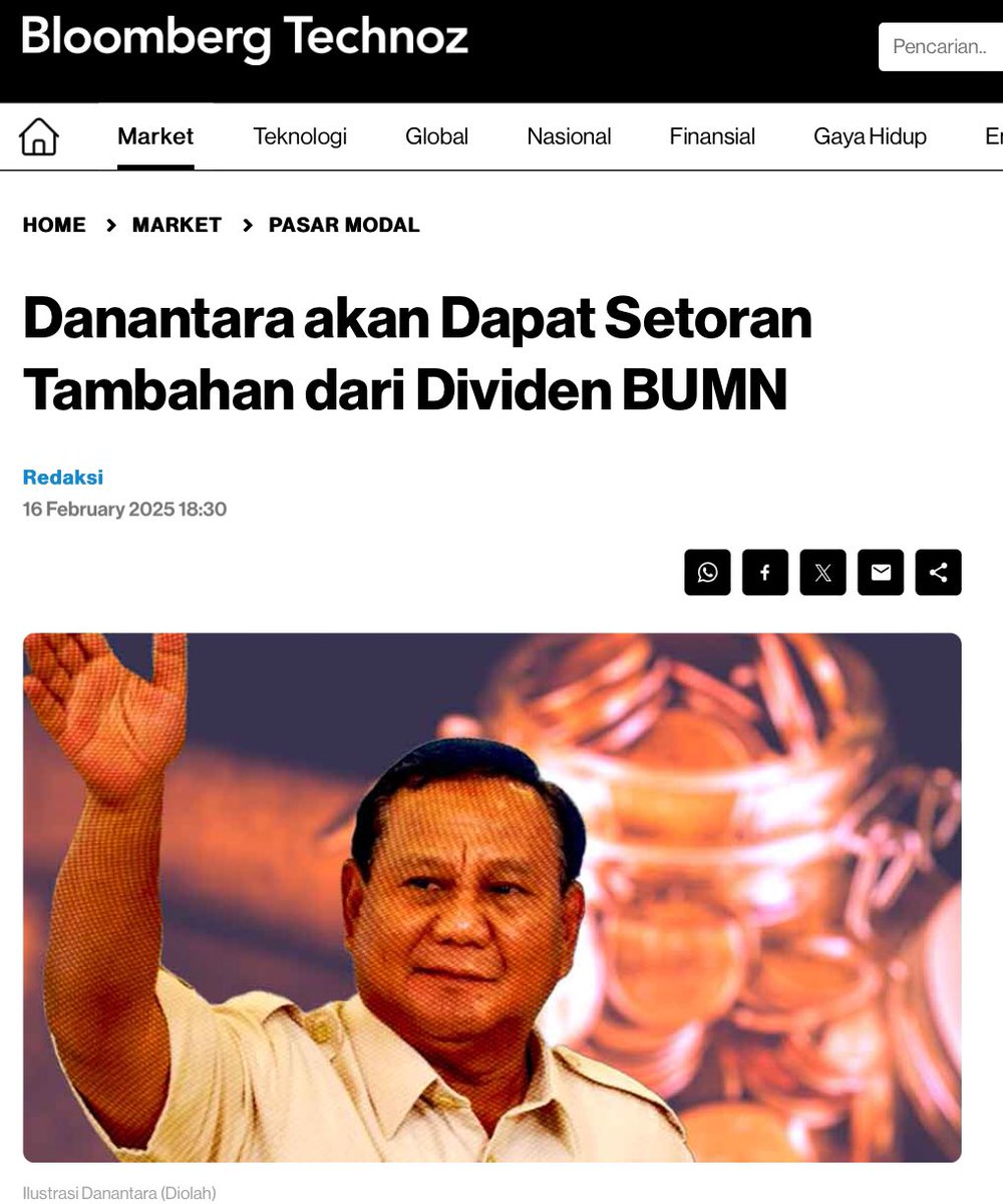 Badan Pengelola Investasi Daya Anagata Nusantara atau BPI Danantara akan diluncurkan pada 24 Februari 2025 mendatang.

Salah satu dana yang akan dikelola adalah dividen dari BUMN

Jadi apakah Dividend Payout Ratio-nya $BBRI $BMRI akan besar tahun ini?