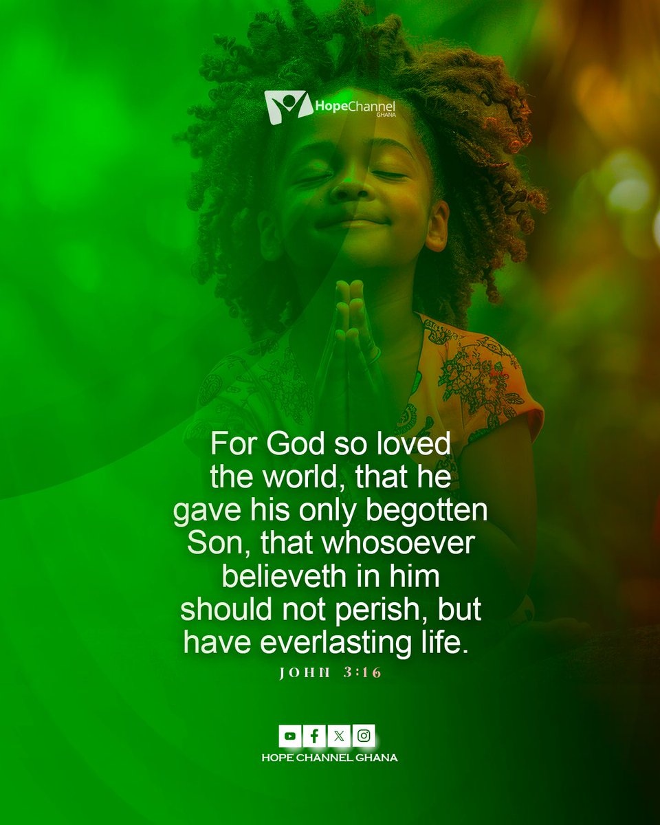 hopechannelgh's tweet image. For God so loved the world, that he gave his only begotten Son, that whosoever believeth in him should not perish, but have everlasting life.
JOHN 3:16

#HopeChannelGhana
#changinglives
#WADlmpact2025