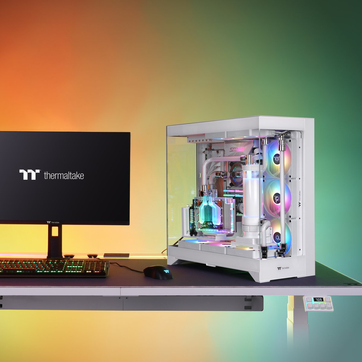 ThermaltakeInc's tweet photo. Power up your build with the CTE E550 TG and our premium cooling lineup! ❄️🔥

Featuring:
🔹 Pacific F-Pro Fittings
🔹 CT EX ARGB Sync Fans
🔹 Pacific PCTG Hard Tubes
🔹 PR32-D5 Plus Pump
🔹 Pacific V-RTX 4090 Plus

#PacificFPro #fitting #CTEXFans #MagneticConnnection https://t.co/ubZVHcTpY5