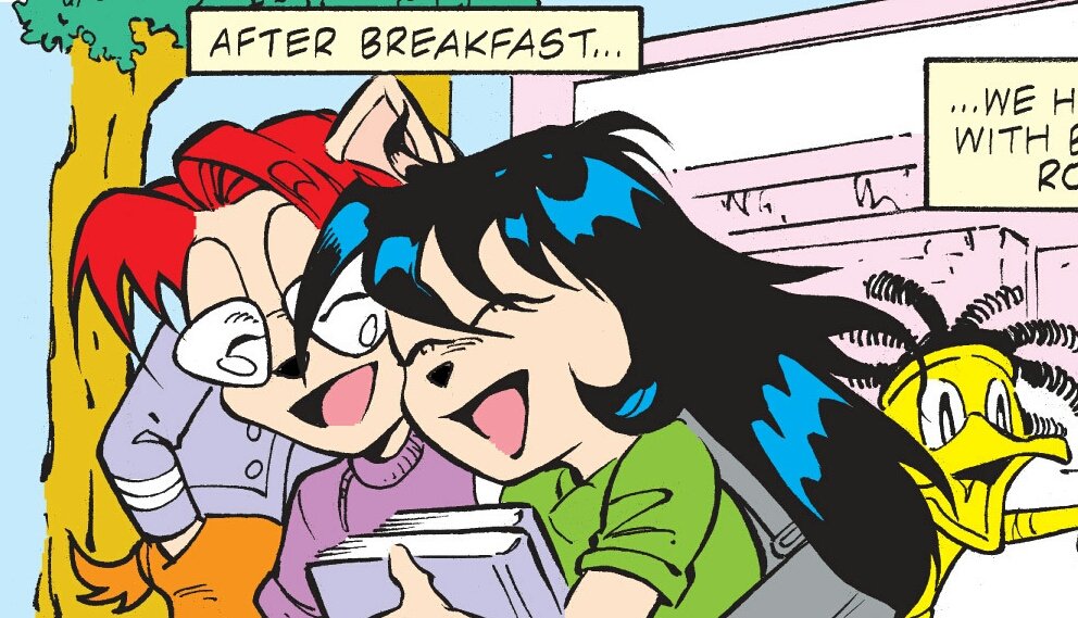 FFrooby's tweet photo. GUYS IM LOSING MY MIND I WAS READING ARCHIE SONIC AND GOT FUCKING JUMPSCARED  BY AZUMANGA CAMEOS

THAT IS ABSOLUTELY FUCKINT YOMI SAKAKI AND CHIYO

MY BRAINU IS MALFUCTIONINGG I KNEW I WAS GOING SOMEWHERE WITH THE AZUMANGA X SONIC ARTTT

#archiesonic #azumangadaioh https://t.co/KHX05kNiWD