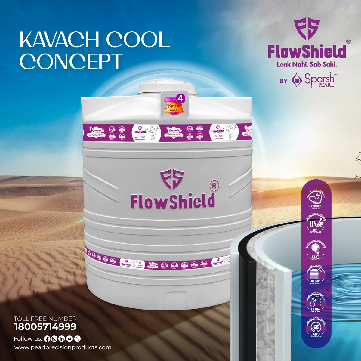SparshPearl's tweet image. Four layers of protection,  one tank that delivers. Keeps the water secures, clean and cool at the same time.

#watertank #flowshield #leaknahisabsahi #sparshpearl