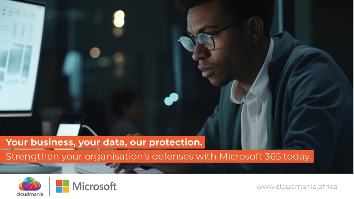 Strengthen your organisation's defenses with Microsoft 365. Safeguard your email and collaboration tools with protection against phishing, ransomware, and other cyber threats.

Learn more: cloudmania.africa/contact/

#Cloudmania #Microsoft365 #DataProtection