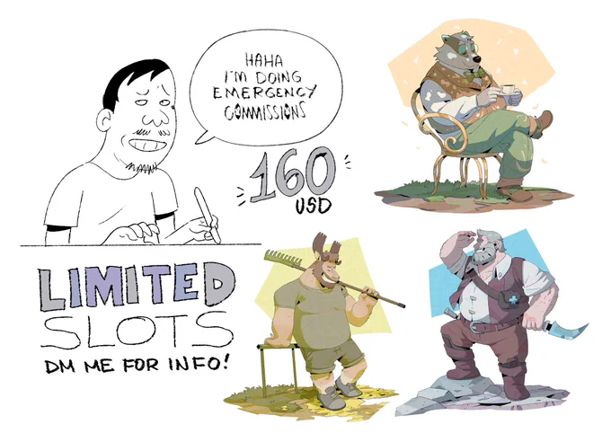Howdy i've recently ended up paying for sudden things so I'm opening up some slots. If anyone is interested, let me know! 