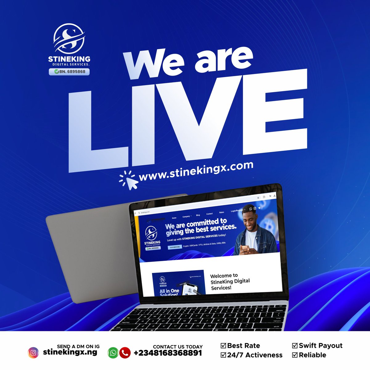 stinekingx's tweet photo. We Are Live!!!
Introducing the All In One Digital Solution Hub!💙
Trade securely, smarter &amp; seamless on the new Stineking X website..
- Digital Assets Exchange
- ⁠Airtime &amp; Data Purchase
- ⁠Utility &amp; Bill Payment
- ⁠Sports betting account funding
And lots more.. https://t.co/lIi8lsi09q