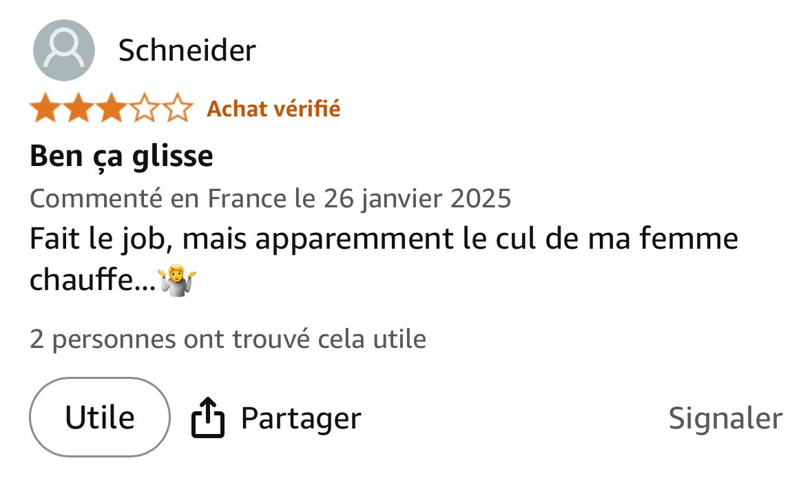 AudeJavel79's tweet photo. Nouvelle passion : lire les avis des lubrifiants sur Amazon. https://t.co/fA5lsoWTJX