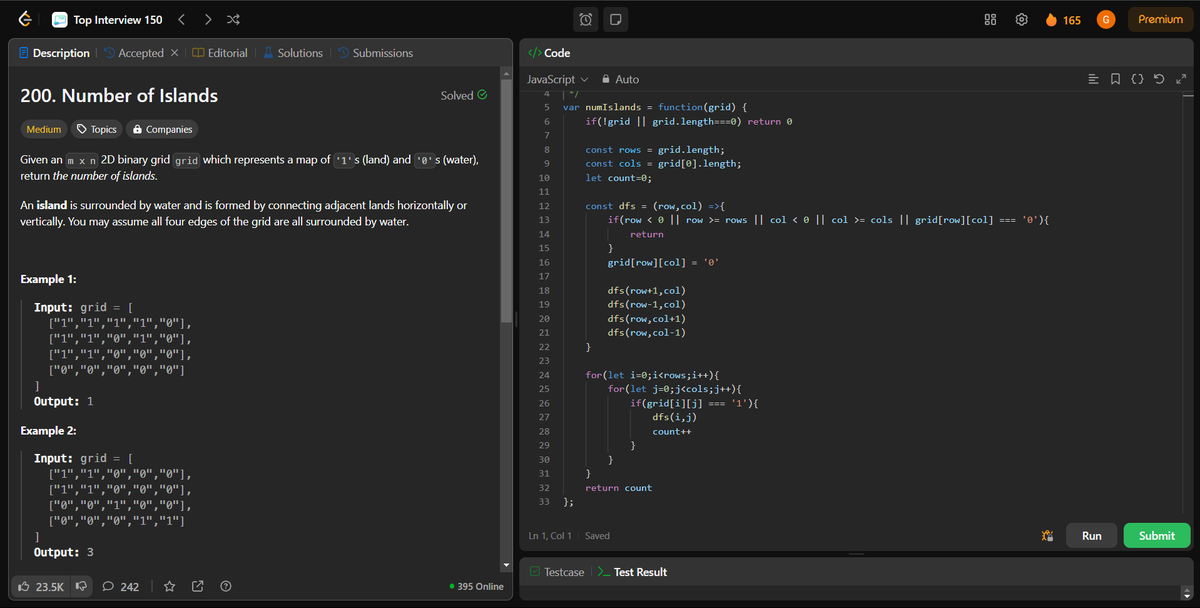 coding_ez24105's tweet image. Exploring graphs and connectivity!🔍🌍Today’s solves:
🏝 Number of Islands – Counting isolated landmasses
🔲 Surrounded Regions – Capturing regions in a matrix
🔗 Clone Graph – Deep copying a graph structure
➗ Evaluate Division
More challenges ahead! 🚀
#LeetCode #GraphTheory