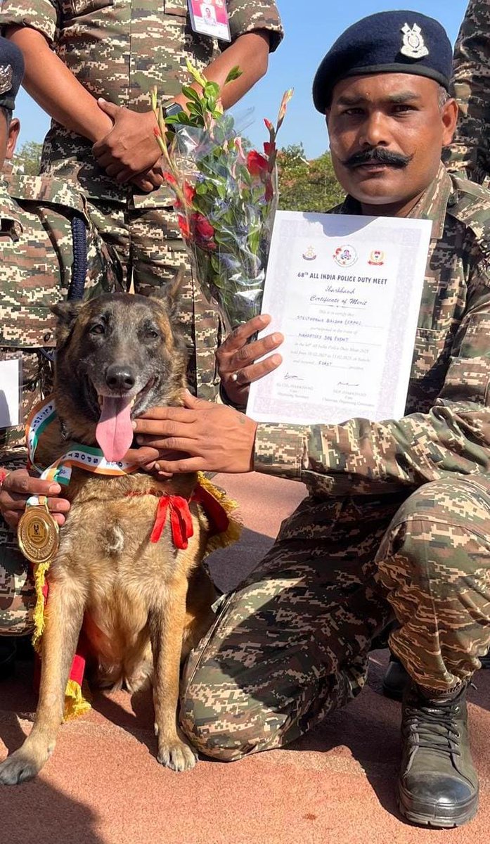crpfindia's tweet image. Baisha the Bold, Strikes Gold!

#CRPF’s K9 Baisha clinches Gold at the 68th All India Police Duty Meet 2025, Ranchi—a stellar feat of skill and dedication!

Kudos to the K9 team for their relentless excellence!

#NationFirst
#DBTS
#AIPDM2025
@gpsinghips