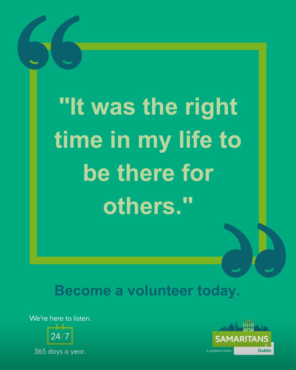 “It was the right time in my life to be there for others.” Is now the right time for you to make a difference? Become a volunteer for Dublin Samaritans and be there for someone who needs it. Head to the link in our bio to register as a volunteer today.