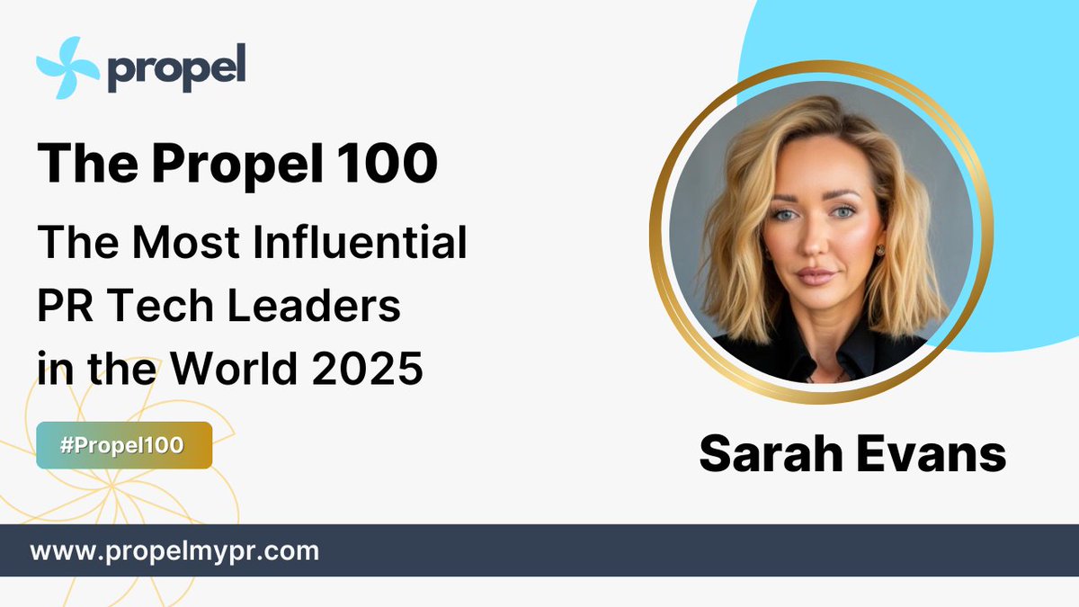 Congrats <a href="/prsarahevans/">Sarah Evans 7️⃣7️⃣7️⃣</a> on being named to the #Propel100 list!

Your work in public relations continues to make waves, and we’re proud to highlight your contributions.

View the full list: bit.ly/3EBDjPI

Explore more about Propel - bit.ly/4hAJd1X
