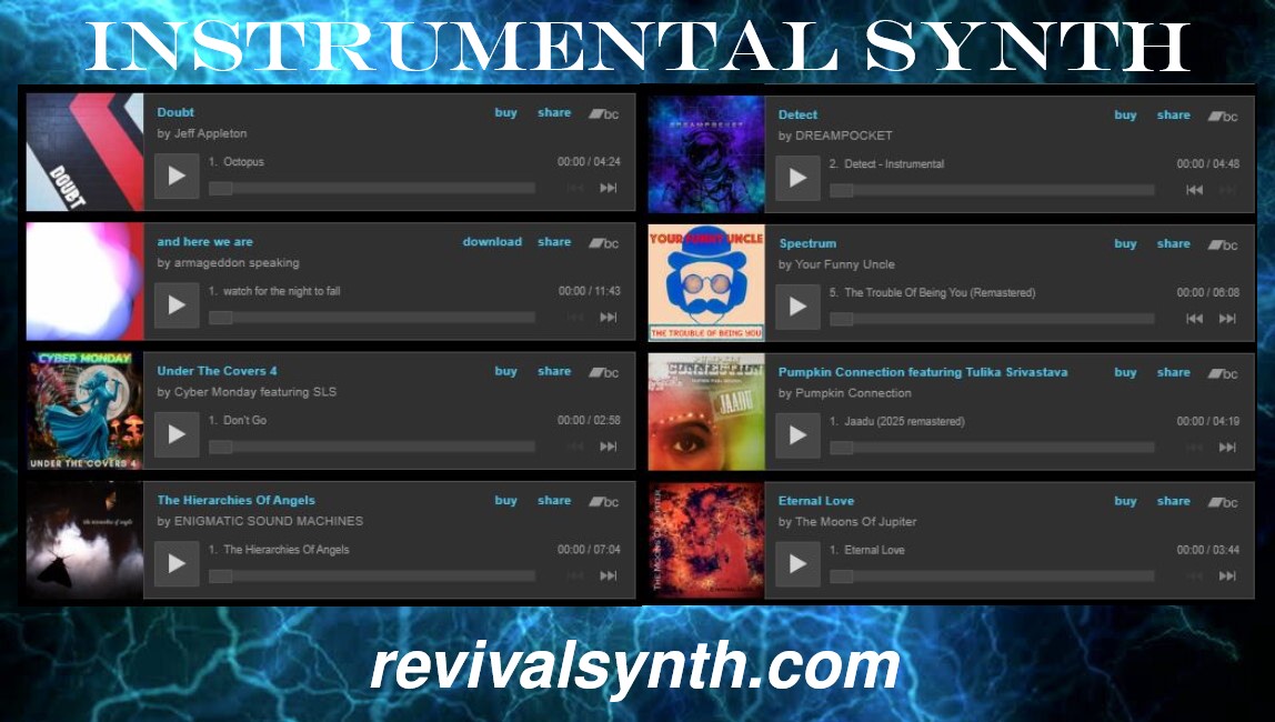 @RevivalSynth Instrumental Synth - February 25 
revivalsynth.com/instrumental-s…
#PumpkinConnection
linktr.ee/PumpkinConnect…
<a href="/Stereo_in_Solo/">STEREO in SOLO</a>
youtube.com/watch?v=ZiGCOL…
<a href="/dyrctmusic/">Jeff Appleton</a> <a href="/ArmageddonSpeak/">Armageddon Speaking</a> <a href="/cybermondaymus/">Cyber Monday</a> <a href="/yourfunnyuncle_/">Your Funny Uncle</a> <a href="/MoonsOfJupiterX/">The Moons Of Jupiter</a> <a href="/roguefxsynth/">roguefxsynthwave</a> <a href="/playOLDmusic/">Saurabh Choraria</a> <a href="/Nevaera/">nevaera</a> <a href="/kmx_vii/">KMX VII</a>