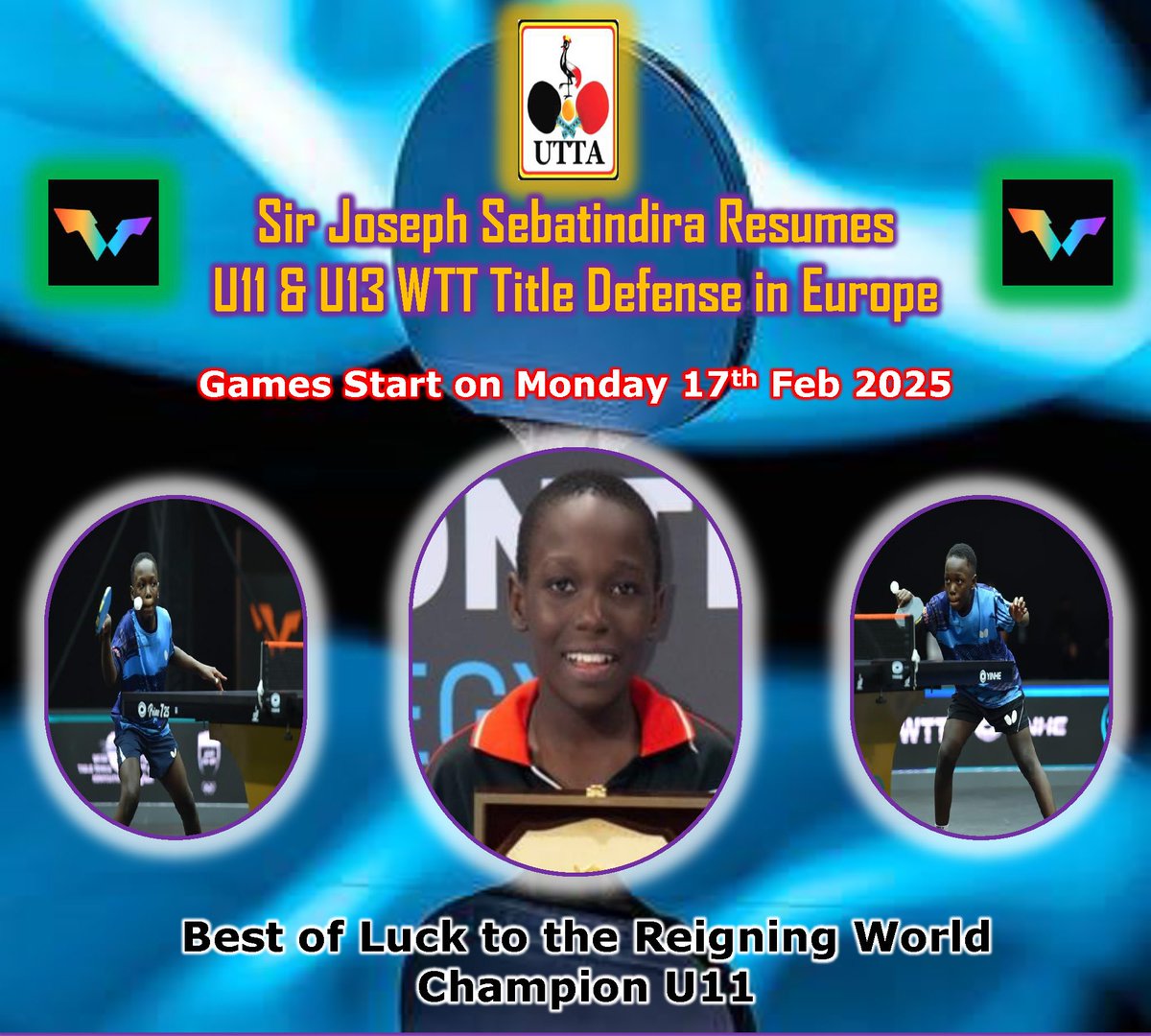 JJAGWE ROBERT (@jjagwe_robert) on Twitter photo Uganda's Sir Joseph Sebatindira, the currently reigning World Number One in the U11 Category defends his World Title starting today in Portugal. Best of Luck. <a href="/OgwangOgwang/">Peter Ogwang</a> <a href="/Monitor_Sport/">Daily Monitor Sports</a> <a href="/newvisionsport/">Vision Sport</a> <a href="/NBSportUg/">NBS Sport</a> <a href="/pwatchug/">Parliament Watch</a> <a href="/Educ_SportsUg/">Ministry of Education and Sports - Uganda</a> <a href="/ITTFAfrica/">ITTF-Africa</a> <a href="/WTTGlobal/">World Table Tennis</a> <a href="/JanetMuseveni/">Janet K Museveni</a> Uganda's Sir Joseph Sebatindira, the currently reigning World Number One in the U11 Category defends his World Title starting today in Portugal. Best of Luck. <a href="/OgwangOgwang/">Peter Ogwang</a> <a href="/Monitor_Sport/">Daily Monitor Sports</a> <a href="/newvisionsport/">Vision Sport</a> <a href="/NBSportUg/">NBS Sport</a> <a href="/pwatchug/">Parliament Watch</a> <a href="/Educ_SportsUg/">Ministry of Education and Sports - Uganda</a> <a href="/ITTFAfrica/">ITTF-Africa</a> <a href="/WTTGlobal/">World Table Tennis</a> <a href="/JanetMuseveni/">Janet K Museveni</a>