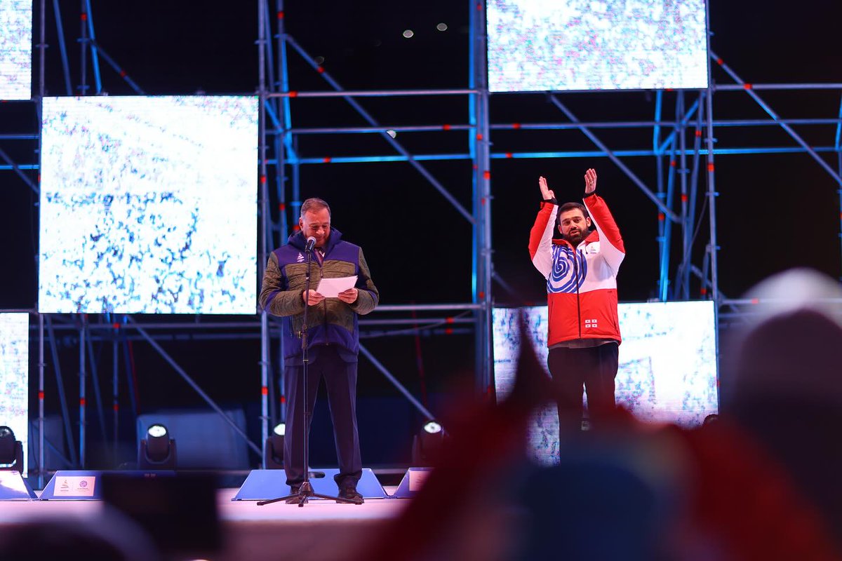 Brasov2027's tweet photo. At the ceremony, EOC President Spyros Capralos awarded🇮🇹 Daniel Pedranzini &amp; 🇸🇰 Michaela Strakova with the Nodar Kumaritashvili Award. https://t.co/ADTwaSyjkZ