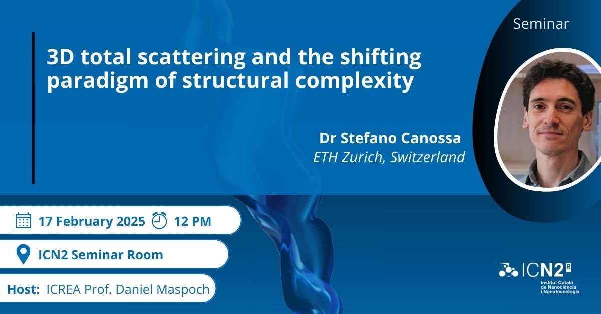 Don't miss out on an enlightening talk from @stecanossa ! Join us for a dive into 3D total scattering today at <a href="/icn2nano/">Catalan Institute of Nanoscience & Nanotechnology</a>📍