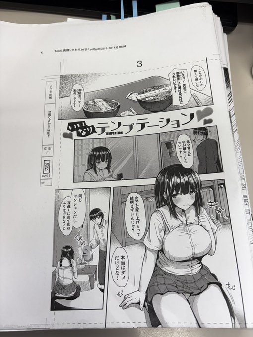 少し残業でしたが退勤です。
本日は
・ネームの確認が8件、打ち合わせが4件
・仕上げの確認と打ち合わせが2件
・単行本本文の校正
・電子書籍関連の書類作成
・メール対応
でした。

3月発売の単行本作業も大詰めです。 