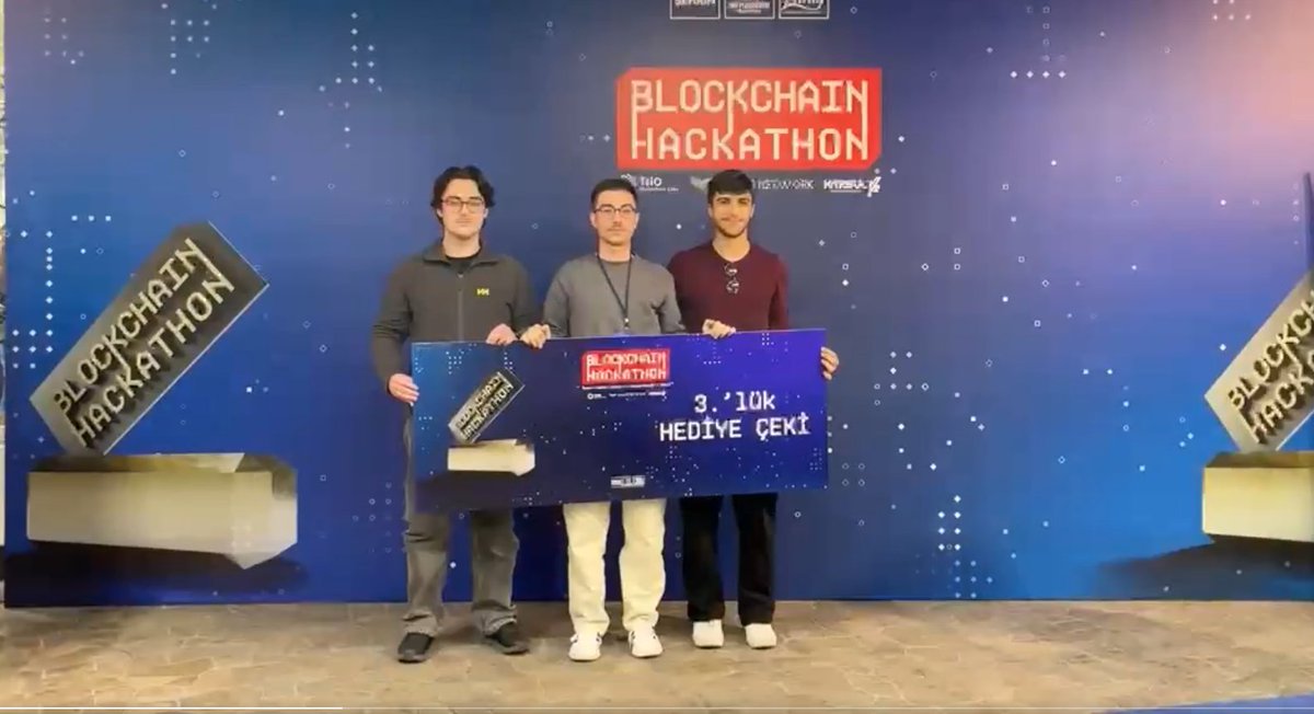 Hafta sonu <a href="/kapsulteknoloji/">Kapsül Teknoloji Platformu</a> ve <a href="/Trioblockchain/">TriO Blockchain Labs</a> önderliğinde düzenlenen Konya Blockchain Hackaton'unda <a href="/OzUBlockchain/">OzU Blockchain #DevconIstanbul🇹🇷</a> olarak katılım gösterdik ve takımlarda 3. olduk🥳. Sevgili takım arkadaşlarımı tebrik ediyor, değerli mentörlerime teşekkürlerimi iletiyorum.