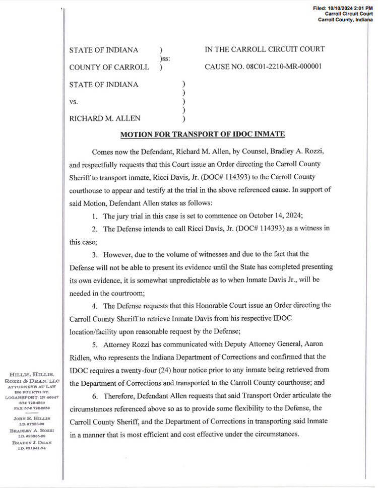 MattBlacInc's tweet image. #DelphiArchives | MOTION FOR TRANSPORT OF IDOC INMATE

#RicciDavis Jr. IDOC | #RichardAllen

pages 2