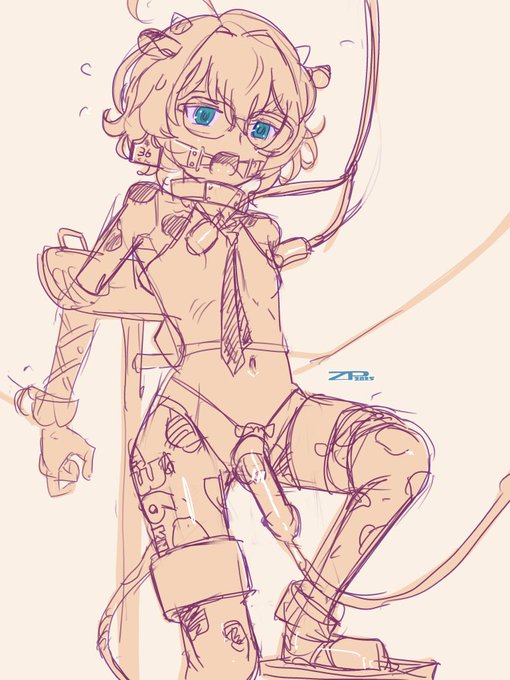 コミッションOCサムくん 牛柄スーツ搾乳 ラフ
久しぶりにショ絵です。元デザインから可愛いんです。 