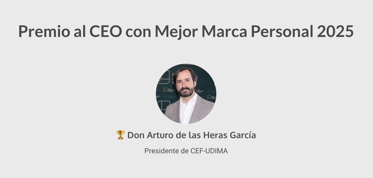 CEAPI (@ceapiconsejo) on Twitter photo 🏆Nuestro #socioCEAPI <a href="/arturocef/">Arturo de las Heras García</a>, presidente de <a href="/estudiosCEF/">CEF.- Centro de Estudios Financieros</a>, ha sido galardonado con el Premio Marca Personal del CEO.
Este galardón reconoce a líderes que han convertido su marca personal en redes sociales.
👏 ¡Enhorabuena, Arturo! bertamateosromero.com/premios-ceo/ 🏆Nuestro #socioCEAPI <a href="/arturocef/">Arturo de las Heras García</a>, presidente de <a href="/estudiosCEF/">CEF.- Centro de Estudios Financieros</a>, ha sido galardonado con el Premio Marca Personal del CEO.
Este galardón reconoce a líderes que han convertido su marca personal en redes sociales.
👏 ¡Enhorabuena, Arturo! bertamateosromero.com/premios-ceo/