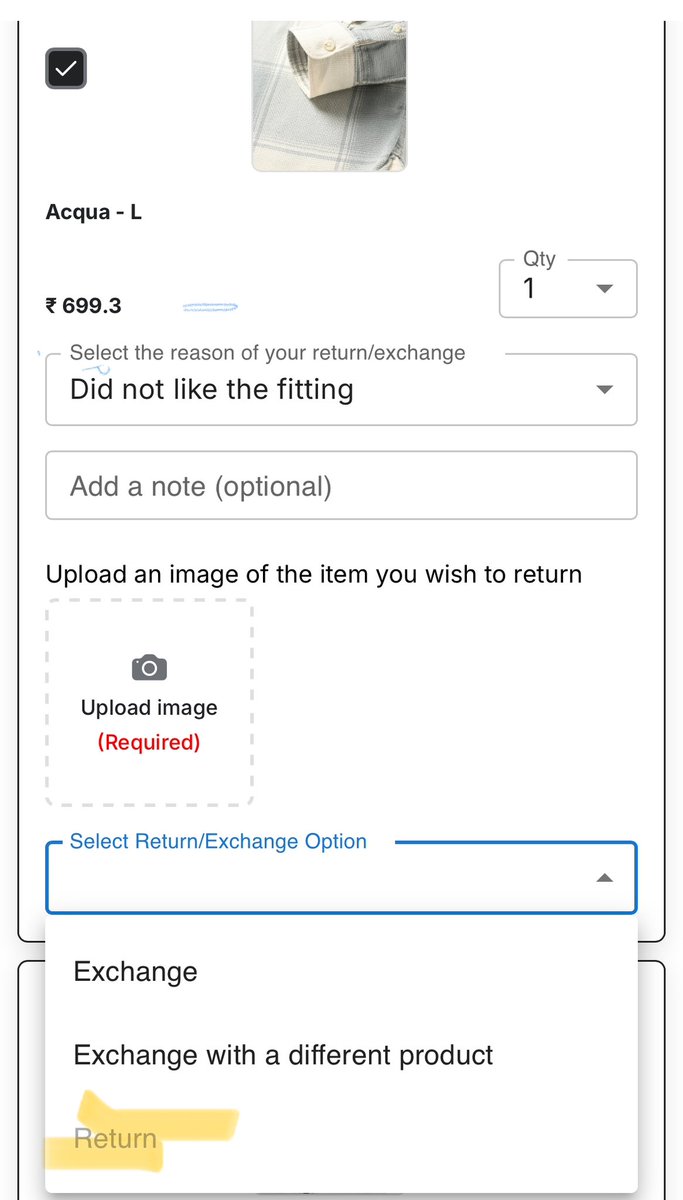 sandeeppayal0's tweet photo. @BearHouseIndia why return option is greyed out https://t.co/3xPm6RMlNf