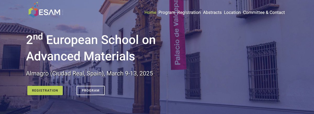 RSEQ (@rsequimica) on Twitter photo 🔬 Join ESAM 2025! 🔬
📅 March 9–13, 2025
📍 Almagro, Spain
A top event for young researchers in #MaterialsScience & #Nanotech!
🔗 Details: icmol.es/esam2025/
#RSEQ #ESAM2025 #Chemistry #Networking 🔬 Join ESAM 2025! 🔬
📅 March 9–13, 2025
📍 Almagro, Spain
A top event for young researchers in #MaterialsScience & #Nanotech!
🔗 Details: icmol.es/esam2025/
#RSEQ #ESAM2025 #Chemistry #Networking