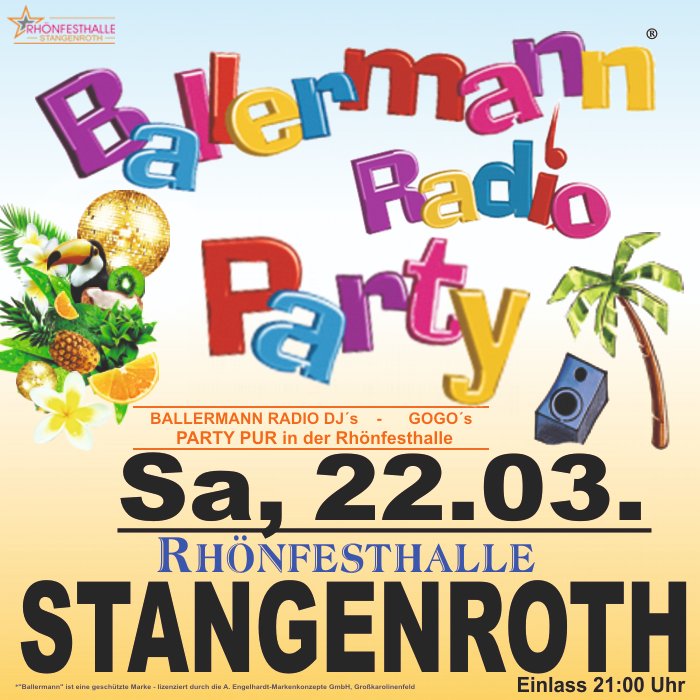 MrBallermann's tweet photo. Mehr Malle geht nicht! Ganz ohne Flugticket – Die originale Ballermann Party am 22.03.25 an der Playa de Stangenroth!

Stellt Euch Folgendes vor: https://t.co/KZDC0drUR0

Hinein ins Partyvergnügen – wir sehen uns! Ab 21.00 Uhr ist Einlass! Tickets gibt es nur an der Abendkasse! https://t.co/WlBxAOT8X4