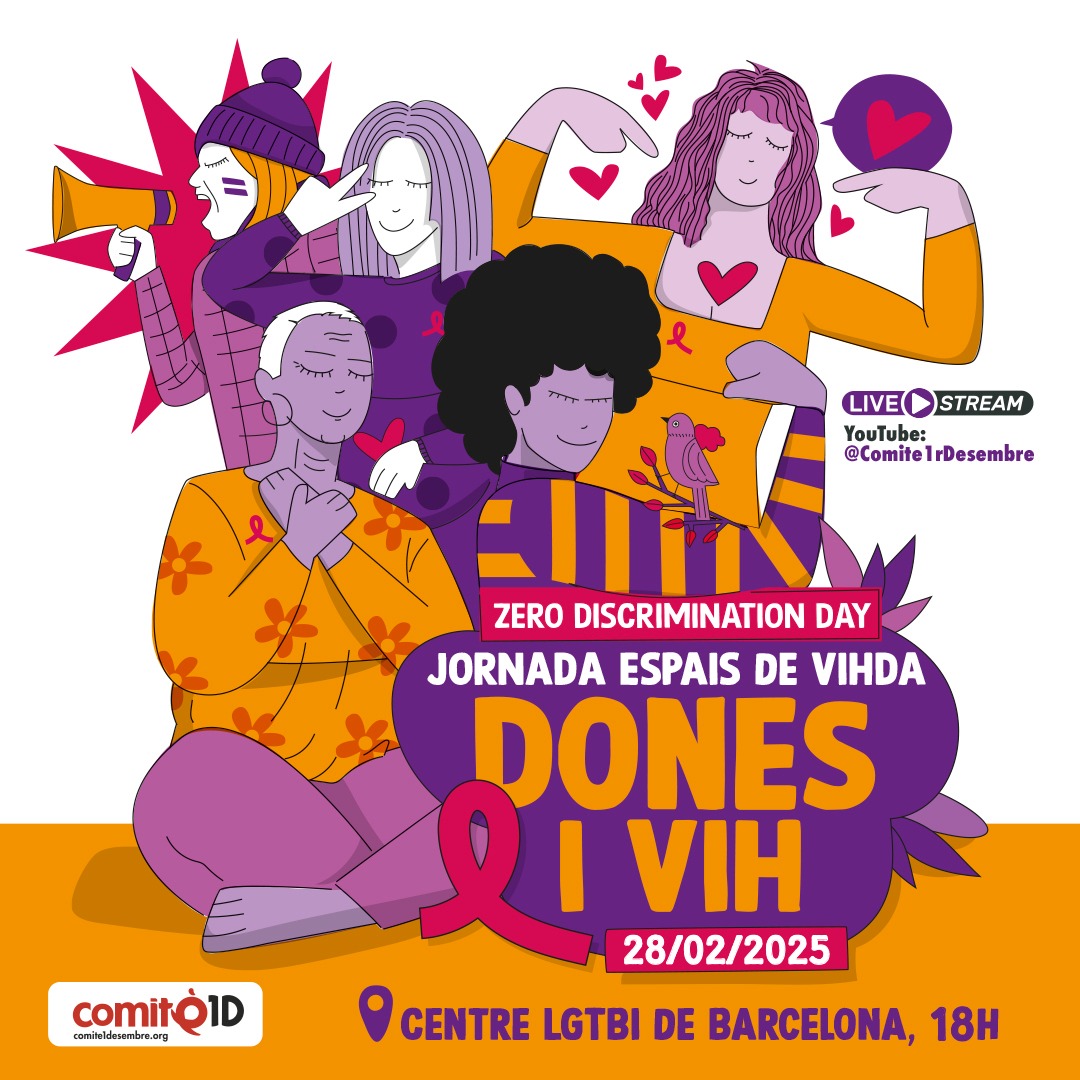 📢Jornada Espais de VIHda: Dones i VIH

En el marc del Zero Discrimination Day 2025, us convidem a participar en una jornada dedicada a donar veu i visibilitat a les dones amb VIH.

👉🏻Comptarem amb el testimonis en primera persona de dones que compartiran les seves experiències.