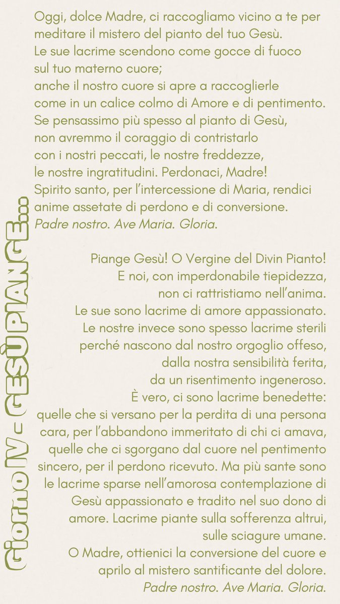 CMSagace's tweet photo. Novena alla Beata Vergine Maria del Divin Pianto 

Giorno quarto - GESÙ PIANGE

#BVMDP #novena https://t.co/HvXk4xlzrB