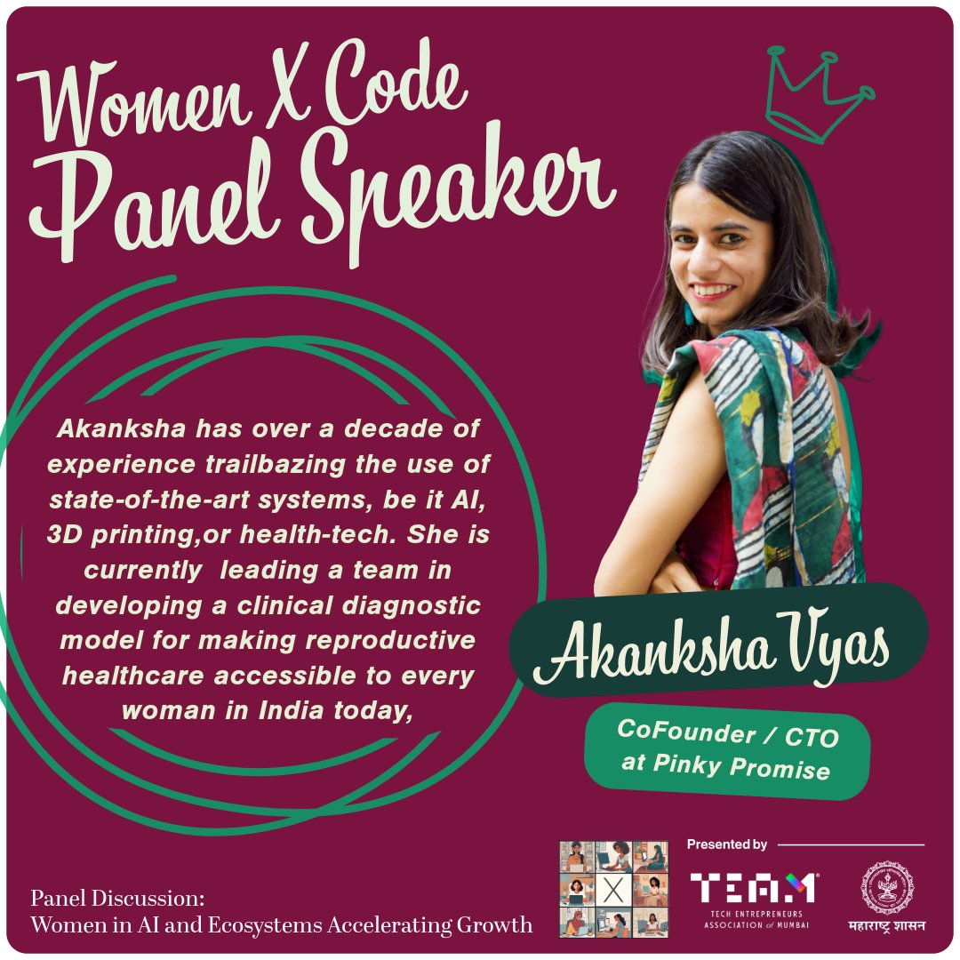 Introducing the much awaited panel for our event this week!
Starting off with our very own Akanksha Vyas - a superstar in creating opportunity from the latest technologies.🤩
Get inspired from how she uses AI to transform reproductive health in India!🚄