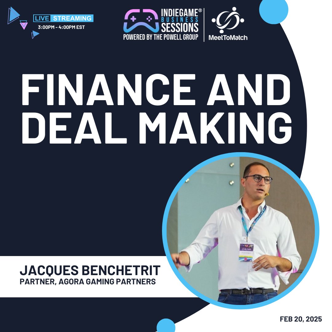 Agora Gaming Partners (@agp_advisory) on Twitter photo Our co-founder Jacques will speak at <a href="/indiegamebiz/">IndieGameBusiness</a> Sessions, sharing insights on M&A, fundraising, valuation, and negotiation - essential for studios and publishers.
📅 Feb 19-20, 2025 | Virtual Event
🔗 Register now: eventbrite.com/e/indiegamebus… Our co-founder Jacques will speak at <a href="/indiegamebiz/">IndieGameBusiness</a> Sessions, sharing insights on M&A, fundraising, valuation, and negotiation - essential for studios and publishers.
📅 Feb 19-20, 2025 | Virtual Event
🔗 Register now: eventbrite.com/e/indiegamebus…