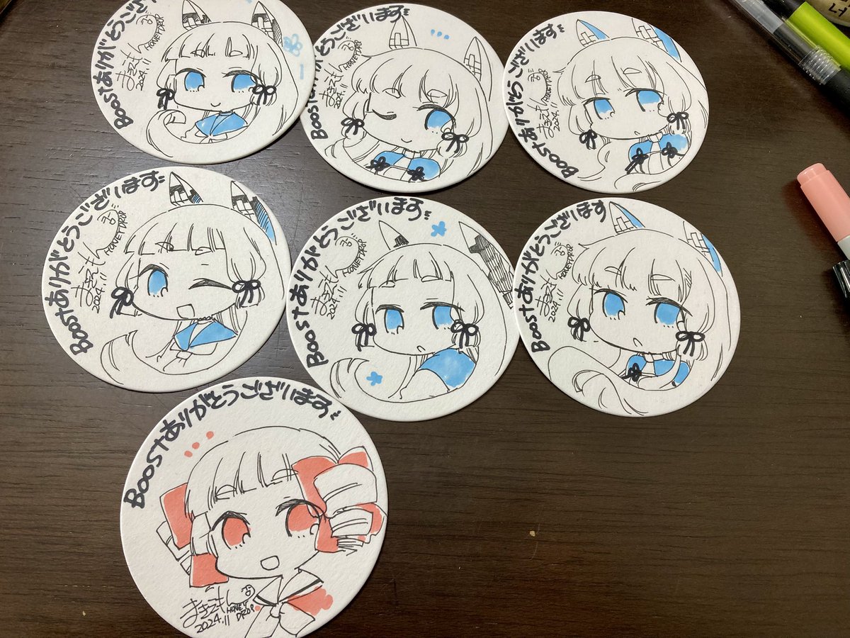スマホの写真を整理してたので消す前に。
最後のBOOTH通販のboostお礼絵一覧です。お値段で絵のサイズ変えててすみません…本当にありがとうございました😊 
