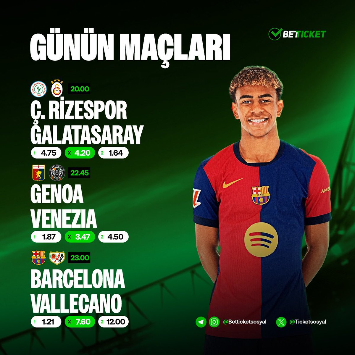 ⚡️Günün Maçlarında BETTICKET'In arttırılmış oranlarını gördünüz mü ? Bugün tam size göre 🤩

🔗 BETTICKET’ın kazandıran dünyası seni bekliyor: ws.tc/betticketgiris