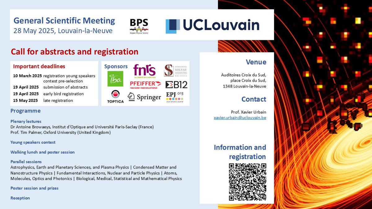 Don't forget that abstract submission and registration just opened up for the 2025 BPS annual meeting!

Webpage of the conference: belgianphysicalsociety.be/belgian-physic…

Abstract submission page: belgianphysicalsociety.be/belgian-physic…

Become a member of BPS: belgianphysicalsociety.be/join-us/