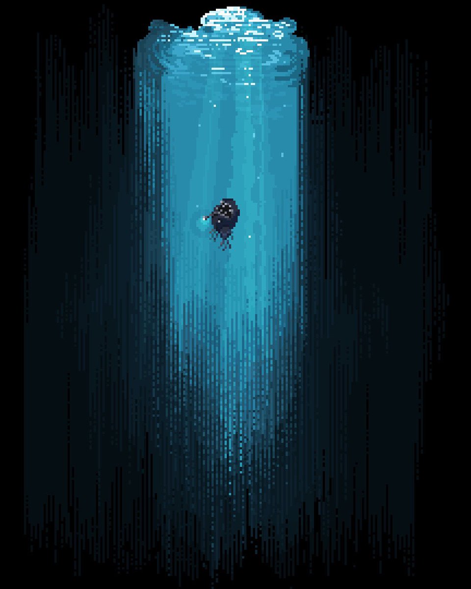 pixelianska's tweet image. just keep swimming.. ✨🤍
#anglerfish #pixelart
