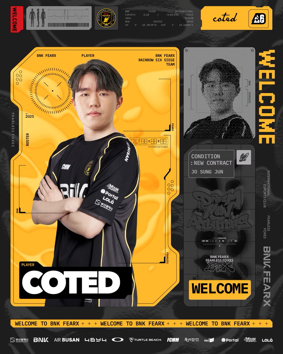 BNK FEARX Esports (@bnkfearxesports) on Twitter photo πππ₯ππ¨π¦π ππ¨ πππ π
ππππ, ππ¨πππ
BNK FEARX R6νμ βcotedβ μ‘°μ±μ€ μ μκ° μλ‘κ² ν©λ₯νμ΅λλ€.
ν¨κ» λμ νλ©° λμ κ³³μ ν₯ν΄ νμ°¨κ² λμκ° βcotedβ μ μμκ² λ§μ κΈ°λμ μμ λΆνλ립λλ€.
coted has newly joined the BNK FEARX R6 team.
Please show your support and πππ₯ππ¨π¦π ππ¨ πππ π
ππππ, ππ¨πππ
BNK FEARX R6νμ βcotedβ μ‘°μ±μ€ μ μκ° μλ‘κ² ν©λ₯νμ΅λλ€.
ν¨κ» λμ νλ©° λμ κ³³μ ν₯ν΄ νμ°¨κ² λμκ° βcotedβ μ μμκ² λ§μ κΈ°λμ μμ λΆνλ립λλ€.
coted has newly joined the BNK FEARX R6 team.
Please show your support and